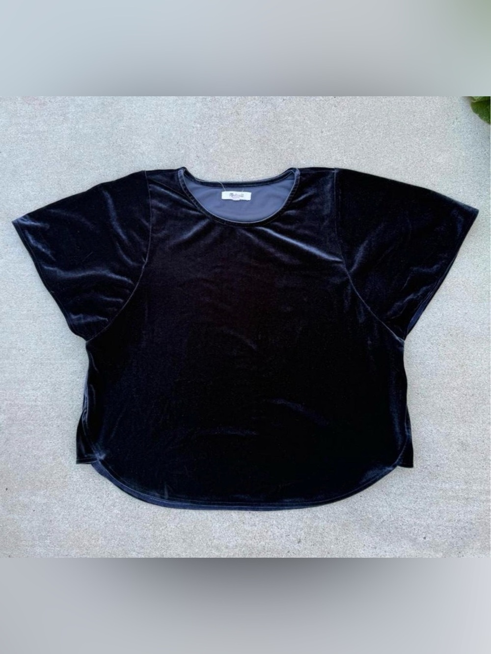 Madewell Midnight Blue Velvet Blouse Shirt Balletcore Women’s Size Small
